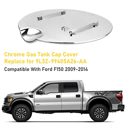 Jaronx Compatible With Ford F150 Gas Cap Cover Replacement 9L3Z-99405A26-Aa, Chrome Fuel Door Cover For F150 2009 2010 2011 2012 2013 2014, Fuel Tank Filler Cap For Ford F150 Gas Door Cover #TOP3