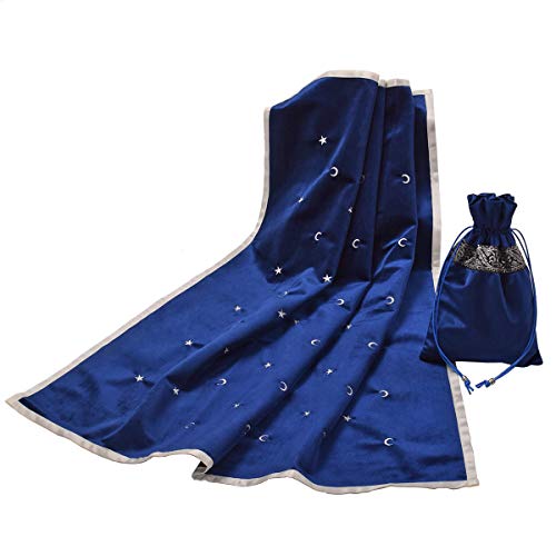 BLESSUME Altar Tarot Card Table Cloth with Tarot Bag Divination Wicca Velvet (Blue 2) by BLESSUME - Used condition - US$16.62