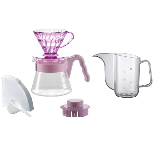 HARIO(�n���I) V60 �J���[�u�����[�E�E�B�Y�P�g�� 1~2�t�p �n���h�h���b�v �Z�b�g �ϔM�K���X���T�[�o�[ �v�ʃX�v�[�� �y�[�p�[40�� ���V�s�u�b�N �P�g���t�� ���[�Y�����E VCSDA-01-20CP-RM