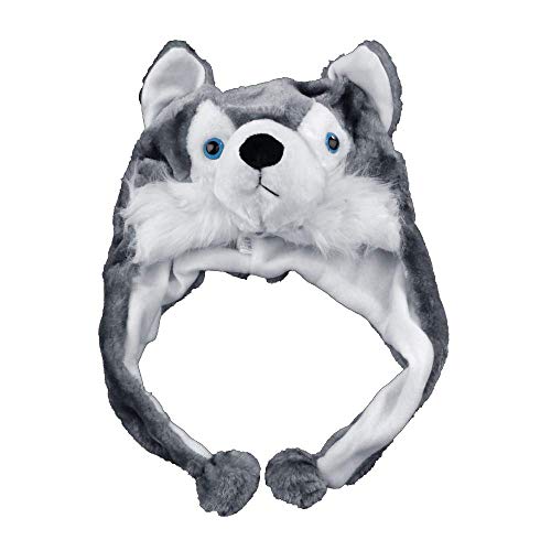 HYLH Capucha de Animales de Dibujos Animados Sombrero de Lobo Capuchas de otoño Invierno Gorros Gorros Divertidos y esponjosos Gorros Suaves y cálidos Bufanda Orejeras Sombreros de Felpa Huskies