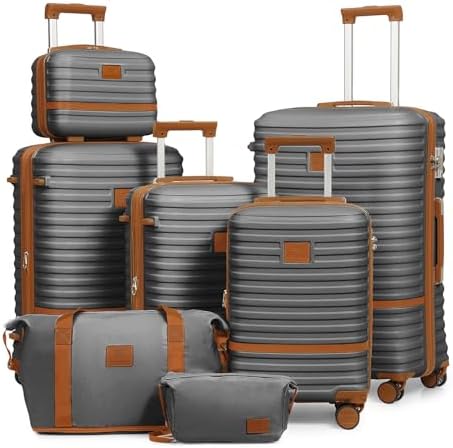 Joyway Luggage Set 3 Piece Suitcase Sets, Expandable Carry on Luggage with Spinner Wheel, Hard Shell Luggage Set with TSA Lock, Black brown, 4 piece set (13/20inch), Hardside Expandable Travel Laggage 45