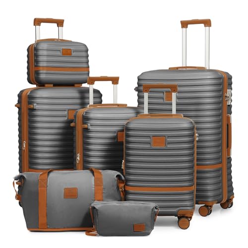 Image of Joyway Luggage Set 7 Piece Suitcase Sets with Spinner Wheel,Hardside Expandable Travel Laggage with TSA Lock(18 /20 /24 /28 Grey)