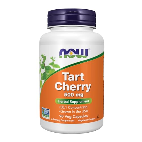 NOW Supplements Tart Cherry (Prunus cerasus) 500 mg 50:1 Concentrate Herbal Supplement 90 Veg Capsules