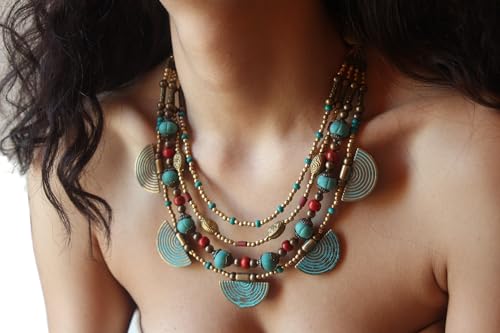 indian boho bib necklace ethnic tibetan nepali women persian jewelry Handmade jewellery