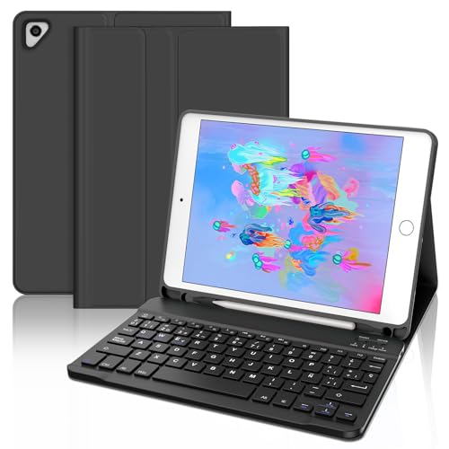 Ya en manzanajugosa.com: FOGARI Teclado para iPad 6/5 Generación 2018/2017, iPad Air 2/1 2014/2013, Funda con Español Ñ Teclado Bluetooth Wireless Magnético Desmontable para iPad 9.7 Pulgadas, Negro