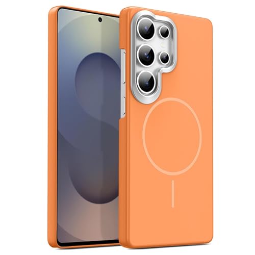 Coque Samsung S26 Plus orange givrée avec support et charge sans fil