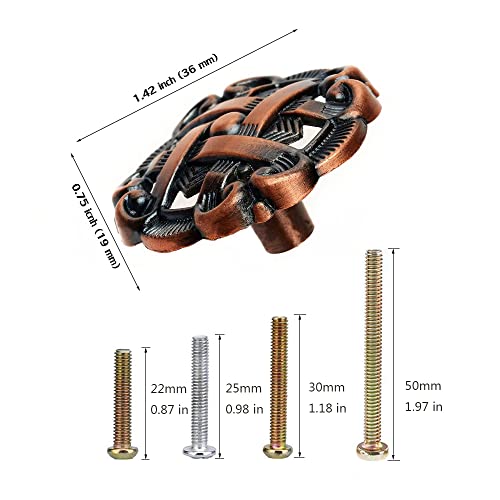 Marstree Round Shape Antique Drawer Cupboard Pulls Handles Wardrobe Drawer Cabinet Door Kitchen Knobs And Handles, Pack Of 10 (Red Bronze) #TOP2