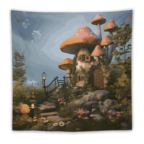 Tapisserie champignon vintage HETVBNS déco murale salon