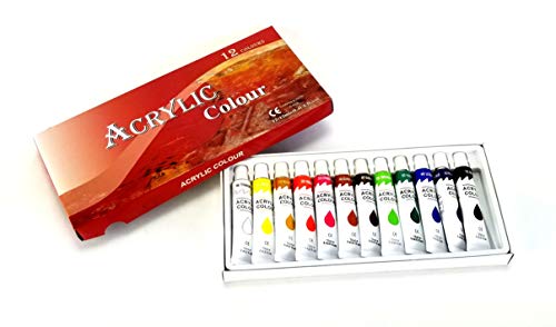 12 Color Acrylic Paint Set 12 ml Tubes Artist Draw Painting Rainbow Pigment