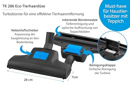 Eco-Tierhaardüse TK 286 von Wessel-Werk | Turbobürste | Ideal für Haustierbesitzer und Allergiker | entfernt Katzen- und Hundehaare | Ideal für Energiesparsauger | inkl. Reinigungszubehör