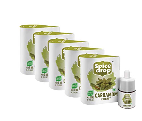 Image of Spice Drop Cardamom Extract - Tea, Coffee, Cooking, Baking, Dessert | 5 ML Equivalent to 80g | Pack Of 5 (400g) | Pure Whole Green Cardamom Pod Extract | No Added Color or Preservative | Vegan