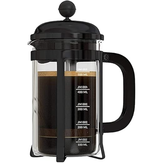 onpoint French Press Coffee Maker, Keep Warm Functions And Ethnic 4 Level Filtration System & Espresso Coffee Machine Heat Resistant Borosilicate Glass (Black 600ML)