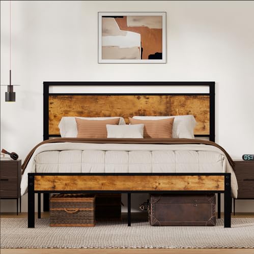 Z-hom Easy Assembly Sturdy Metal Platform Bed, Queen Size Bed Frame with Headboard & Footboard...