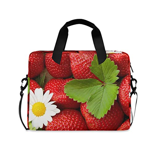 Sacoche bandoulière 14 15 pouces rembourrée et imperméable motif fraises