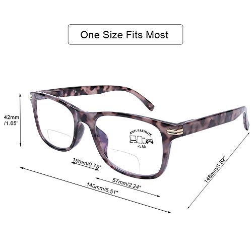 Image of DOOViC Bifocal Reading Glasses Blue Light Blocking Black /Tortoise Spring Hinge Quality Readers for Men and Women, C1+c2, 2.50