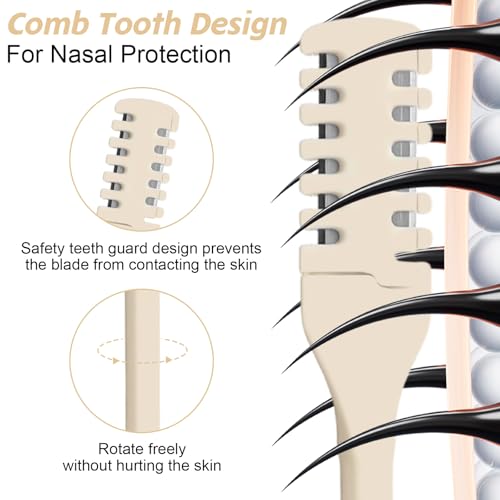 FNANJWQ 40 Pcs Manual Nose Hair Trimmer - Rotating Nasal Hair Razor Cutter with Storage Box for Women and Men Double Sided Nose Hairs Cleaner Portable Nostril Remover Tools
