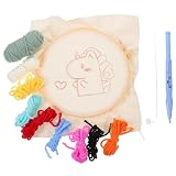Cabilock Stickset zum Sticknadeln mit Stoff Garn und Selbstgemacht Handgesticktes Einhorn Bastelset Selbermachen Wanddekoration für Anfänger und Erwachsene