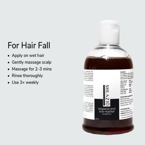 Image of Shlazio Professional Anti Hair Fall Shampoo for Alopecia | Strengthens Hair & Nourishes Scalp | 300 ml