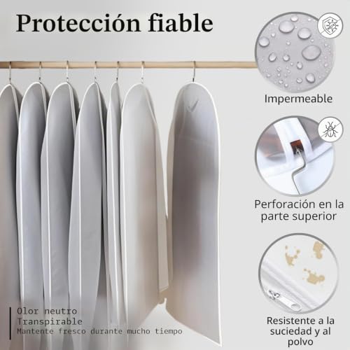 Miniatura 4 de Mulbijeo Fundas De Ropa, 6 Pcs 60x80cm, Lavables Y A Prueba De Polvo, Translúcidas De Eva, Bolsas Para Ropa, Antipolillas Y Con Cremallera, Fundas Armario, Transpirables