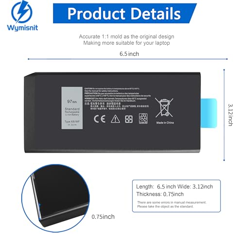 Image of 97Wh X8VWF Laptop Battery for Dell Latitude 14 Rugged 5404 5414 E5404 Extreme 7404 7414 E7404 Series P45G P46G P46G001 P46G002 DKNKD XRJDF CJ2K1 4XKN5 5XT3V VCWGN XN4KN YGV51 453-BBBD 453-BBBE