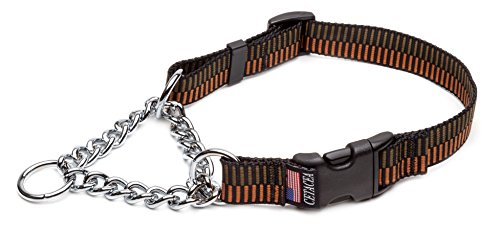 Cetacea Chain Martingale Dog/Pet Collar with Quick Release, Step 2, Large, Brown