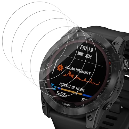 Panzer Schutz Glas Kompatibel mit Garmin Fenix E 47mm/Fenix 7/Fenix 7 Pro Solar, 4 Stück Displayschutz, Bläschenfrei Schutzglas, High Definition Panzer Schutzfolie, Anti-Kratzer Panzerfolie