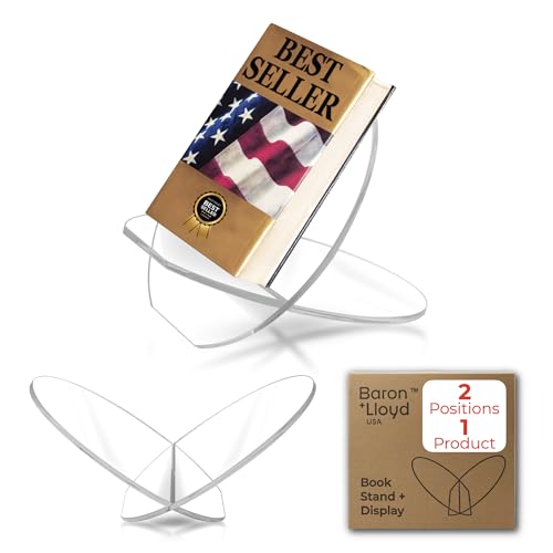 B+L USA Acrylic Book Stand - Clear Acrylic Book Holder - Premium Acrylic Book Stands for Display - Large Round 11 inch Open Book Display Stand - Open Book Holder - Acrylic Book Display Stand