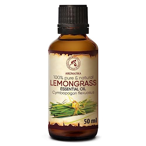 Lemongrass Aceite Esencial 50ml - Cymbopogon Flexuosus - India - 100% Puro y Natural - Mejor para Aromaterapia - Baño - Fragancia para Hogar - Lemongrass Essential Oil
