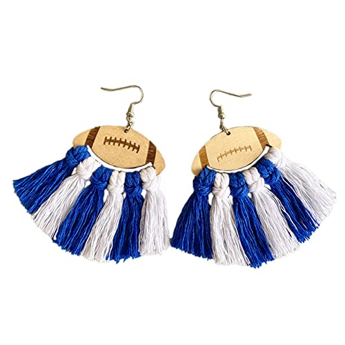 Handmade Braid Football Tassel Danle Earrings Colorful Sports Lover Football Earrings for Women Jewelry