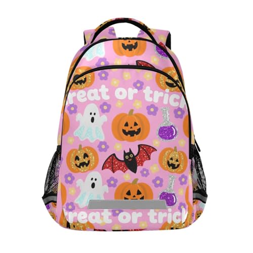Lavender Floral Pumpkin Halloween kid backpack with chest clip book bags for high school bulto para ni?os