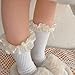 FUYISEN 1 Pair Stackable Baby Socks Lace Trimmed Bowknot Solid Girls Middle Tube For 1-13 Year Kids Fashionable Girls Socks