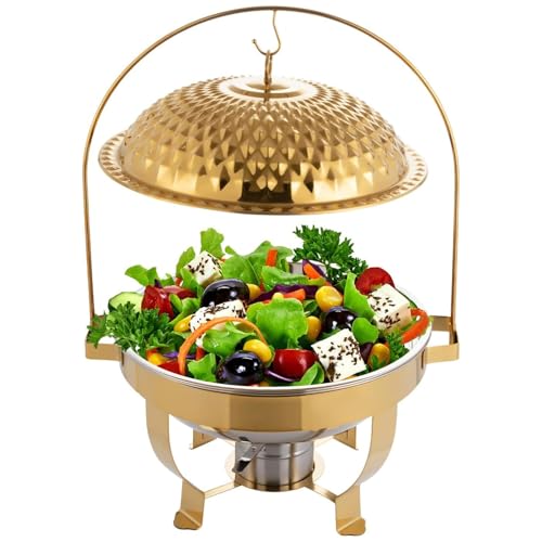 Plato redondo para bufé, calentador de cocina, servidor de buffet, calentador de catering de acero inoxidable con gancho, para catering comercial, bufés, catering, fiestas