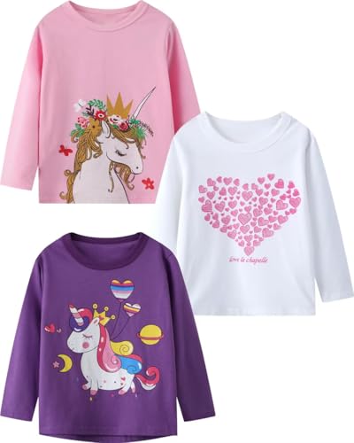 Image of Toddler Girl Long Sleeve T-Shirts Kids Cotton Fall Top 2-7 Years