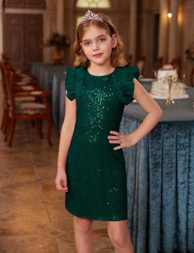 Image of GRACE KARIN Girls Sequin Formal Pageant Fancy Party Ruffle Prom Maxi Dress