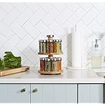 Orii 16 Jar Spice Rack with Spices Included - Rotating Countertop 2 Tier Tower Organizer for Kitchen Spices and Seasonings, (Bamboo Wood) - Image 5