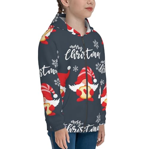 Three Cute Christmas Gnomes Kids Pullover Hoodies Boys Zip Up Sweatshirts Girls Athletic Clothes with Pocket4