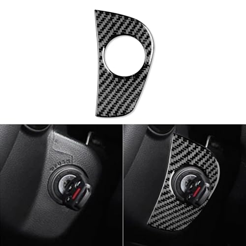 PJFUS Car Dashboard Ignition Switch Keyhole Panel Trim Decoration Sticker Real Black Carbon Fiber Auto Interior Accessories Compatible with Subaru Forester 2013 2014 2015 2016 2017 2018