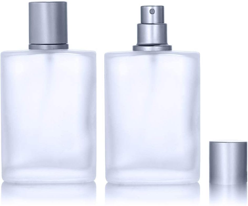 Hunky Dory 50ml Superior Qaulity Frosted Empty Refillable Glass Bottle with Spray Pump and Cap for For DIY Perfume, Essential Oils, Blends, Rose Water, Costemic Use(Pack of 2)