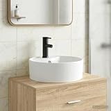 Mangloder - Lavabo in metallo nero opaco, 40,5 x 40,5 x 15 cm, con scarico rapido, per bagno, mobiletto da bagno e montaggio a parete, facile da pulire, resistente al calore, resistente alla