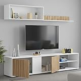 Dmora Parete Attrezzata Titusville 33x180x40h cm Bianco 4 Ripiani 2 Ante, Apertura Battente