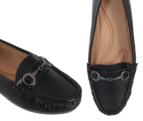 Image of CatBird Women's Metal Detail Slip-On Loafers | Cushioned Comfort Flats | Lightweight Office & Casual Shoes | Anti-Slip Sole Footwear