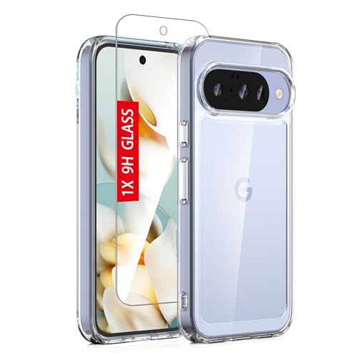 Guarishel for Google Pixel 10/10 Pro Case: Military-Grade Shockproof Phone Cover with Tempered Glass Screen Protector, Anti-Scratch & Reinforced Bumpers - Crystal Clear