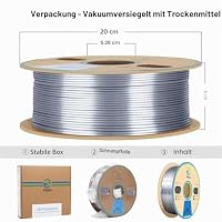YOUSU Silk PLA Filament 1.75mm, Silk PLA Silber,3D Drucker Filament,PLA 1kg(2.2lb) Spool,Shiny Seide silber,PLA Metallic Silber – Ansicht 6
