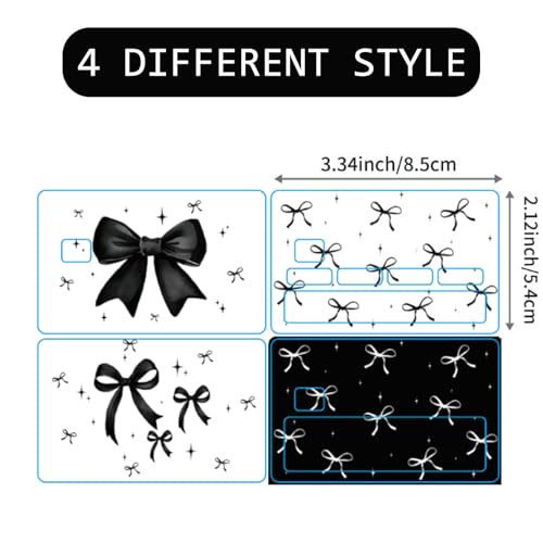 Debit Card Skin, 4PCS Black Bow Credit Card Skin Cover Set, Cute PVC Waterproof Anti-Wrinkling Bank Card Sticker, Ideal Gift for Wife Daughter Mother Friends2