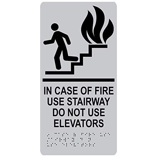 Panneau d'escalier in case of fire pour guider les usagers en cas d'urgence
