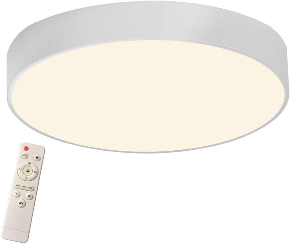 Plafonnier LED 48W rond blanc de 50cm, luminaire de plafond haut de gamme avec télécommande