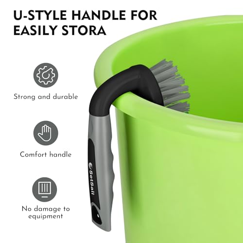 Image of SetSail Scrub Brush, Stiff Bristle Cleaning Scrubber, 4 Pack(Black Grey)