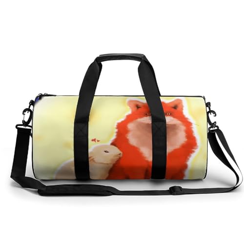 Sac de sport Renard et Lapin 45x23x23cm duffel bag idéal pour le voyage et camping