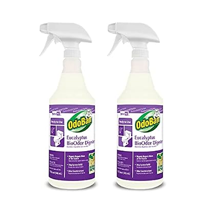OdoBan Professional Cleaning Ready-to-Use BioOdor Digester Harsh Aroma Counteractant, Made in the USA, Eucalyptus Scent, 2-Pack, 32 Ounce Sprays Each