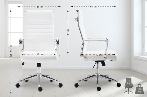 Bürostuhl Weiß Kolumbus mit Kunstlederbezug und Wippfunktion